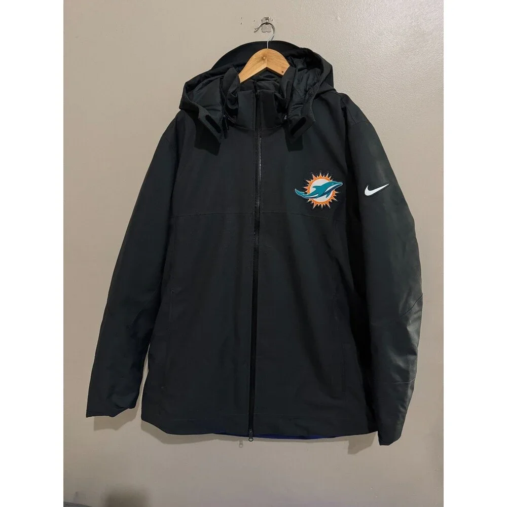 Men's L Nike NFL Miami Dolphins Team Issued PE On-Field Down 550 Puffer Jacket